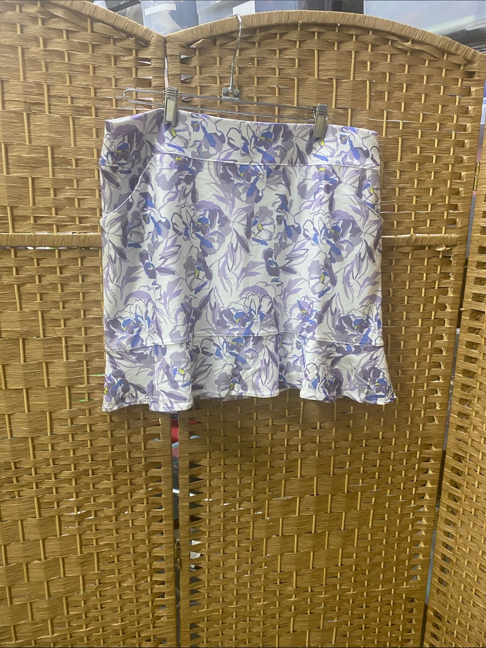 Lavender Floral Ruffle Mini Skirt